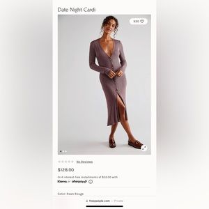 NWT Free People Date Night Cardi Sweater Dress (XS)
